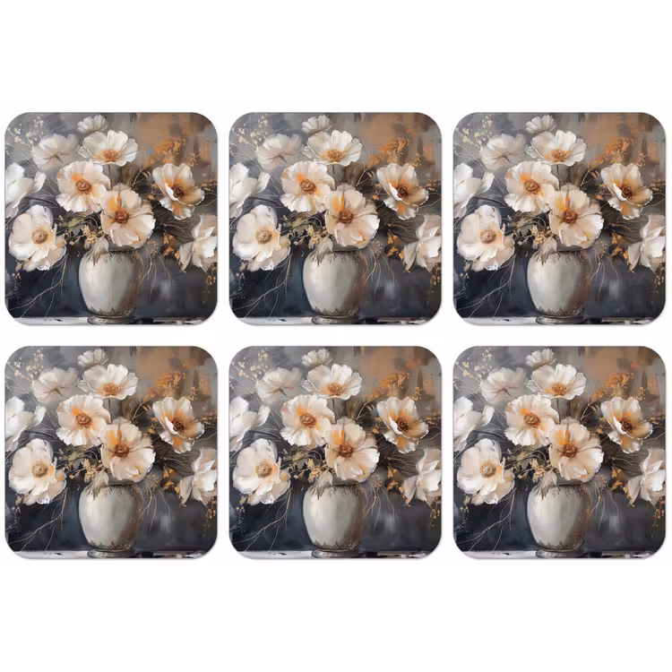 Bloemen - Wit - Vaas - Modern onderzetter kurk middel -zkaufland3dotto