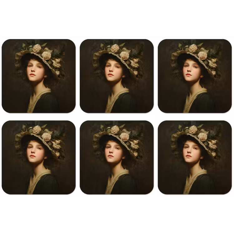 Bloemenhoed - Portret - Vrouw onderzetter kurk middel -zkaufland3dotto
