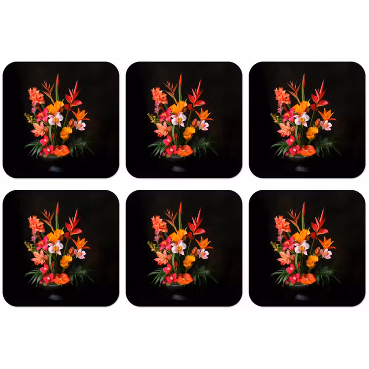 Boeket - Bloemen - Exotisch onderzetter kurk middel -zkaufland3dotto