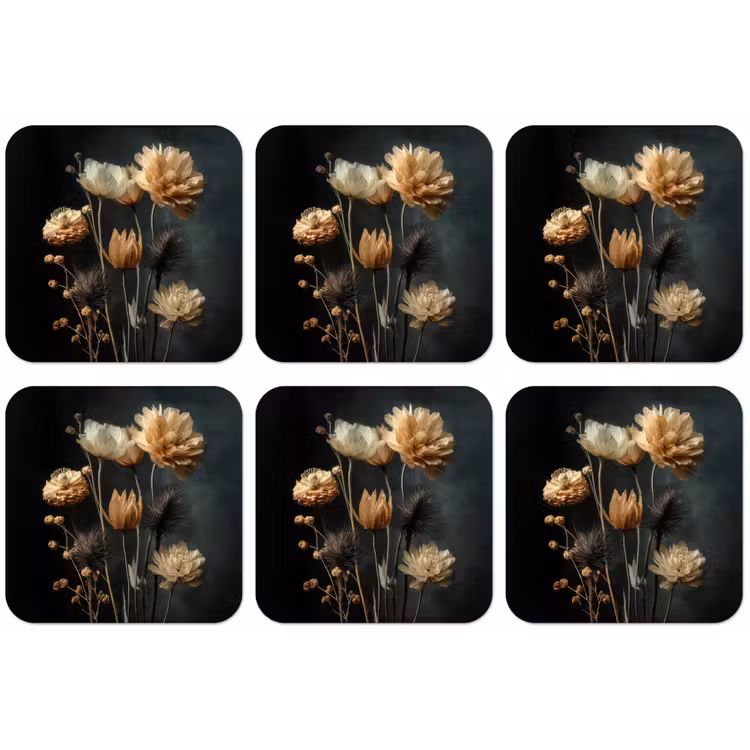 Boeket - Bloemen - Licht - Zwart onderzetter kurk middel -zkaufland3dotto