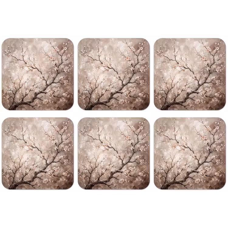 Bloesem - Takken - Schilderij - Beige - Serene onderzetter kurk middel -zkaufland3dotto