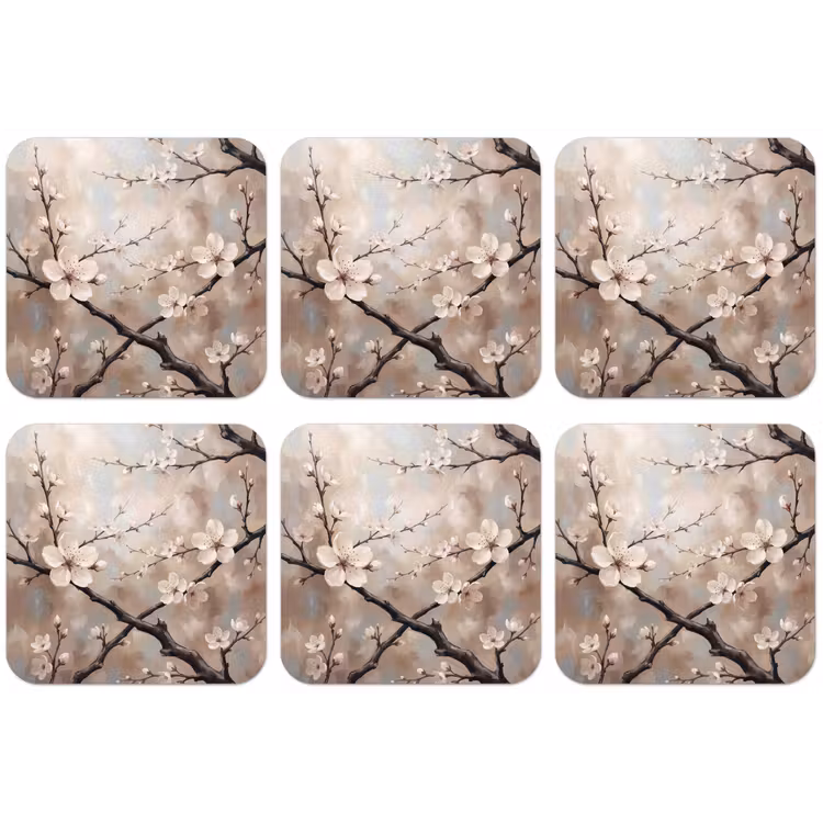 Bloesem - Takken - Schilderij - Beige - Serene onderzetter kurk middel -zkaufland3dotto