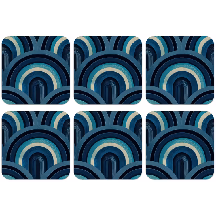 Bogen - Geometrisch - Patroon - Blauw - Retro onderzetter kurk middel 366 -zkaufland3dotto