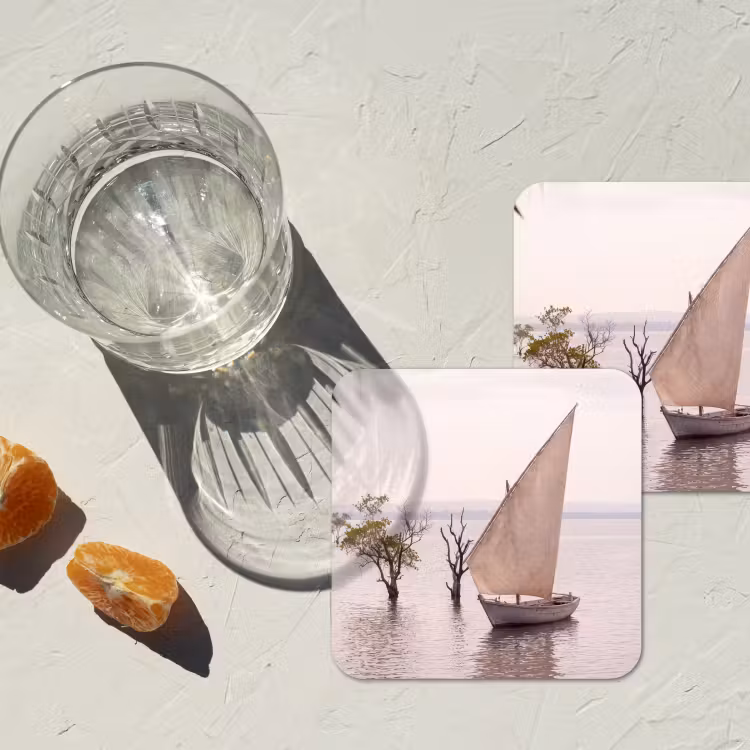 Boot - Zeil - Water - Tropisch - Natuur onderzetter kurk middel -sfeer4