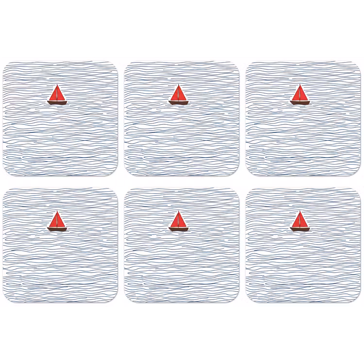 Boot - Water - Rood - Illustratie - Minimalistisch onderzetter kurk middel -zkaufland3dotto