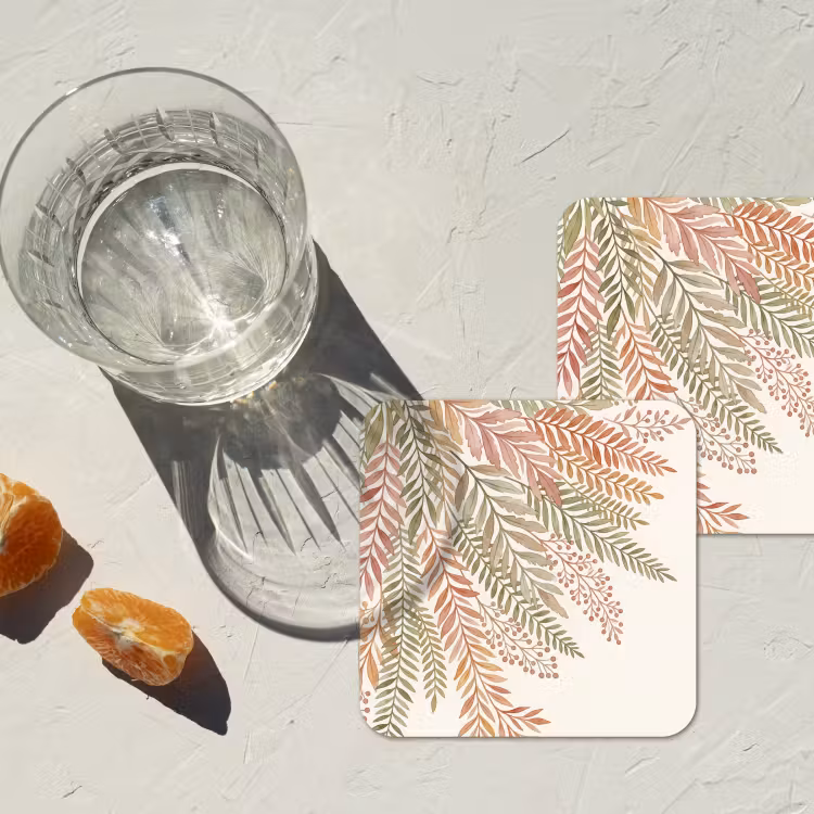 Botanisch - Aquarel - Kleurrijk onderzetter kurk middel -sfeer4