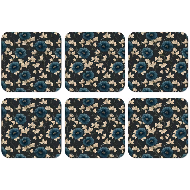 Botanisch - Bloemen - Blauw onderzetter kurk middel 366 -zkaufland3dotto