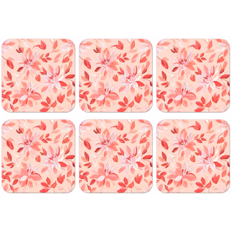 Botanisch - Bloemen - Rood onderzetter kurk middel 366 -zkaufland3dotto