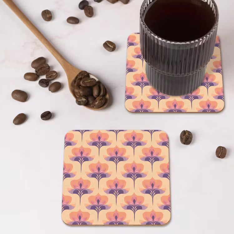 Botanisch - Patroon - Pastel onderzetter kurk middel 366 -sfeer2