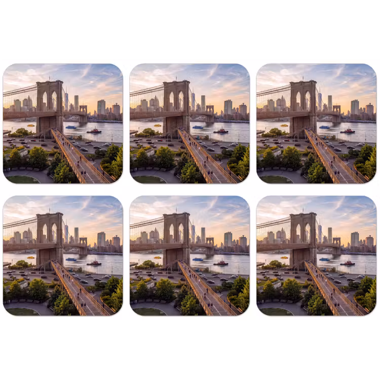 Brug - Rivier - Stad - Zonsondergang - Architectuur onderzetter kurk middel -zkaufland3dotto