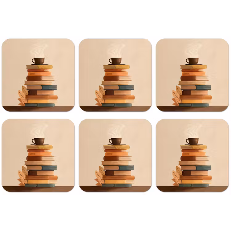 Boeken - Toren - Koffie - Beige onderzetter kurk middel -zkaufland3dotto