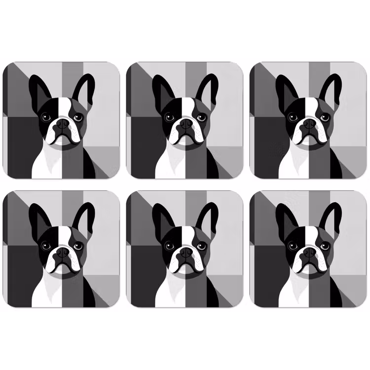 Buldog - Zwart - Abstract - Vlakken onderzetter kurk middel -zkaufland3dotto