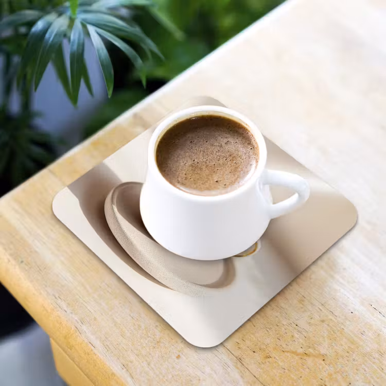 Cappuccino - Schuim - Schotel - Beige onderzetter kurk middel -sfeer5
