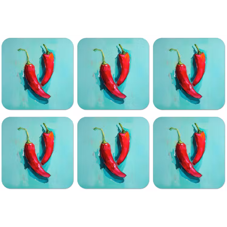 Chilipepers - Geverfd - Rood onderzetter kurk middel -zkaufland3dotto