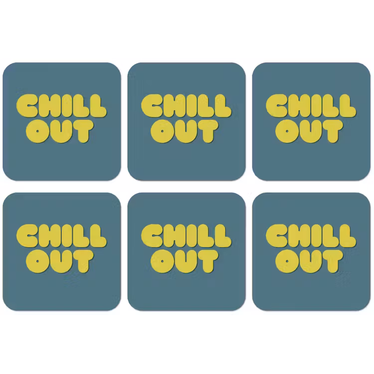 Chill out - Geel - Blauw onderzetter kurk middel -zkaufland3dotto