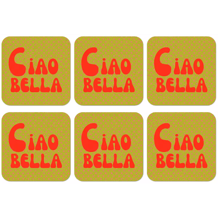 Ciao bella - Rood - Groen - Stippen onderzetter kurk middel -zkaufland3dotto