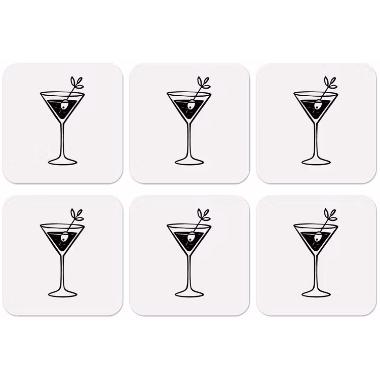 Cocktail - Glas - Olijf - Minimalistisch onderzetter kurk middel -zkaufland3dotto