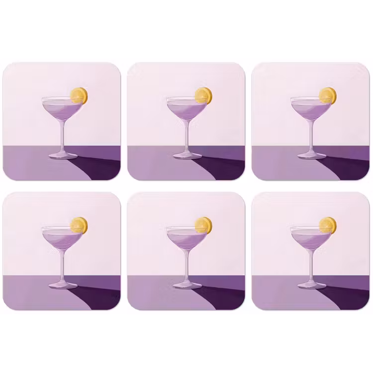 Cocktail - Paars - Minimalistisch - Citroen onderzetter kurk middel -zkaufland3dotto
