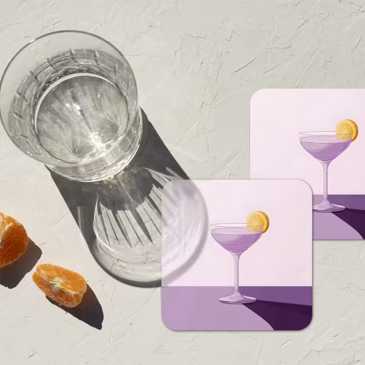 Cocktail - Paars - Minimalistisch - Citroen onderzetter kurk middel -sfeer4