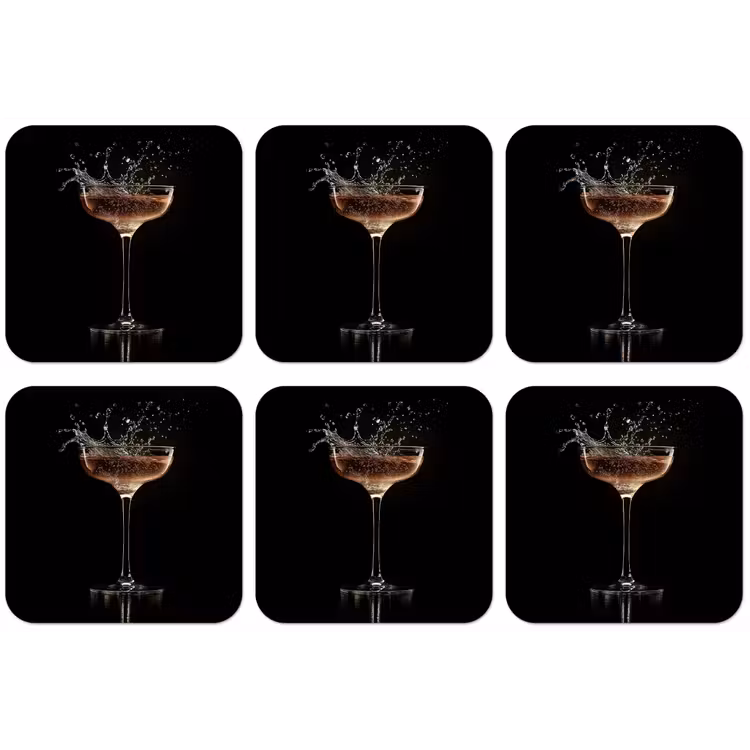 Cocktail - Zwart - Spetters - Glas onderzetter kurk middel -zkaufland3dotto
