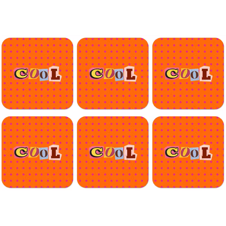 Cool - Stippen - Oranje onderzetter kurk middel -zkaufland3dotto