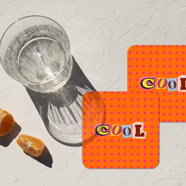 Cool - Stippen - Oranje onderzetter kurk middel -sfeer4