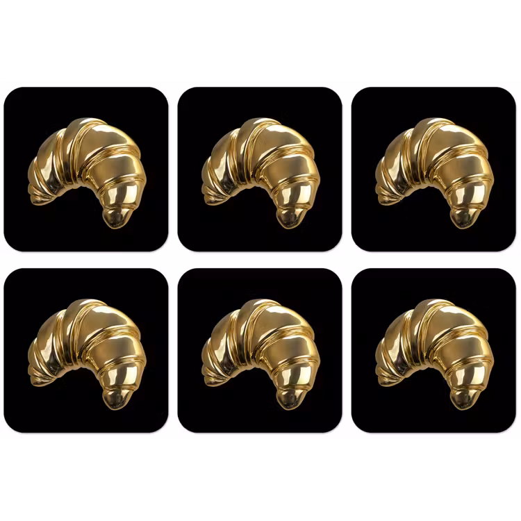 Croissant - Brood - Goud - Zwart onderzetter kurk middel -zkaufland3dotto