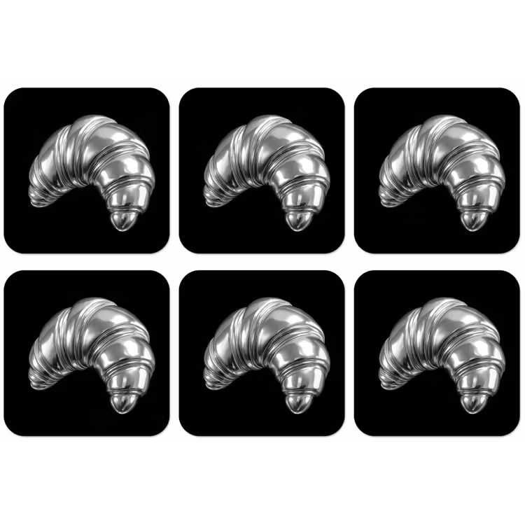 Croissant - Metaal - Zilver onderzetter kurk middel -zkaufland3dotto