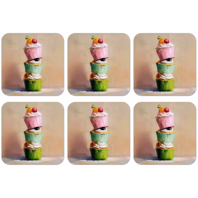 Cupcakes - Gestapeld - Kleurrijk - Fruit onderzetter kurk middel -zkaufland3dotto