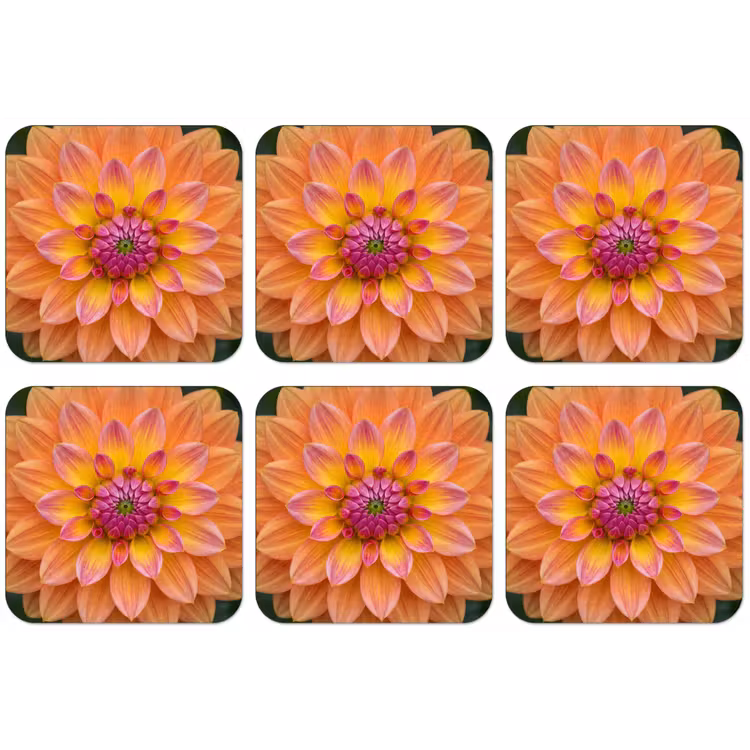 Dahlia - Bloem - Oranje onderzetter kurk middel -zkaufland3dotto