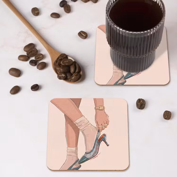 Vrouw - Schoen - Mode - Lifestyle - Groen onderzetter kurk middel -sfeer2