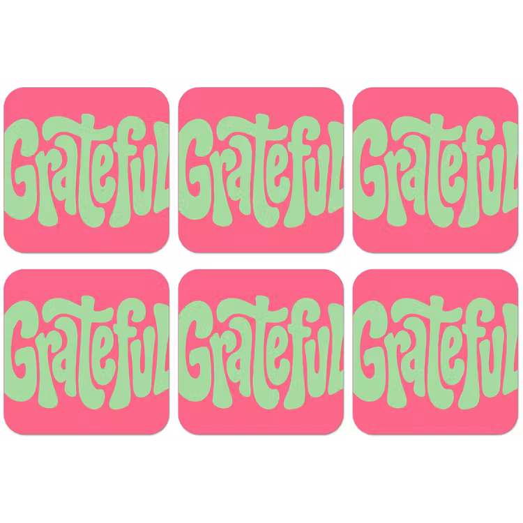 Grateful - Groen - Grafisch - Vloeiend onderzetter kurk middel -zkaufland3dotto