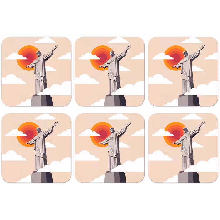 Monument - Stad - Zonsondergang - Minimalistisch - Oranje onderzetter kurk middel -zkaufland3dotto
