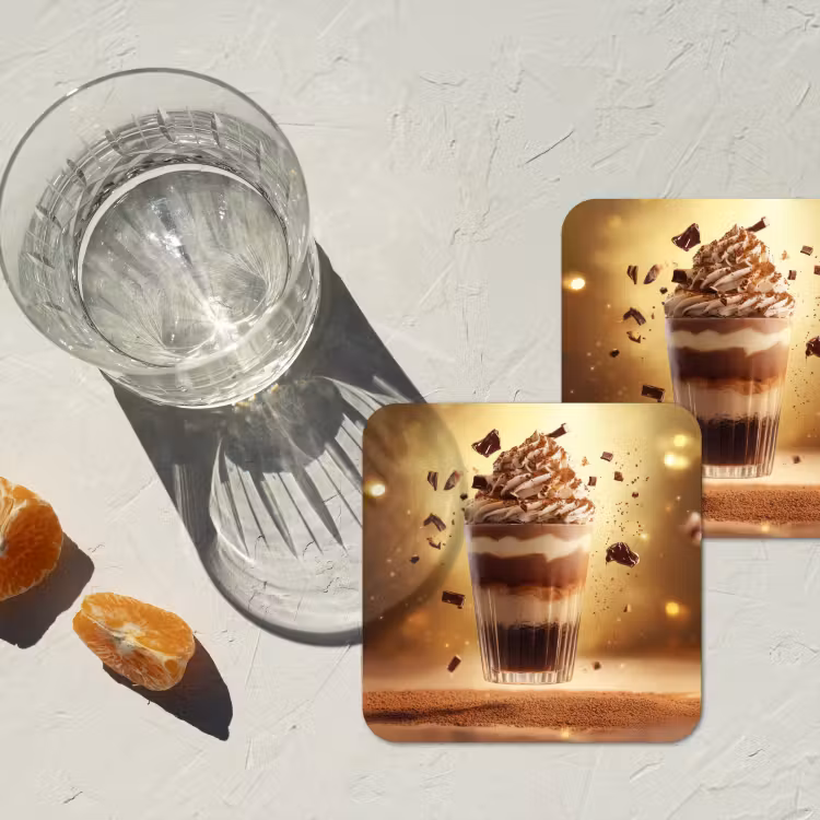 Dessert - Chocolade - Zoet - Eten onderzetter kurk middel -sfeer4
