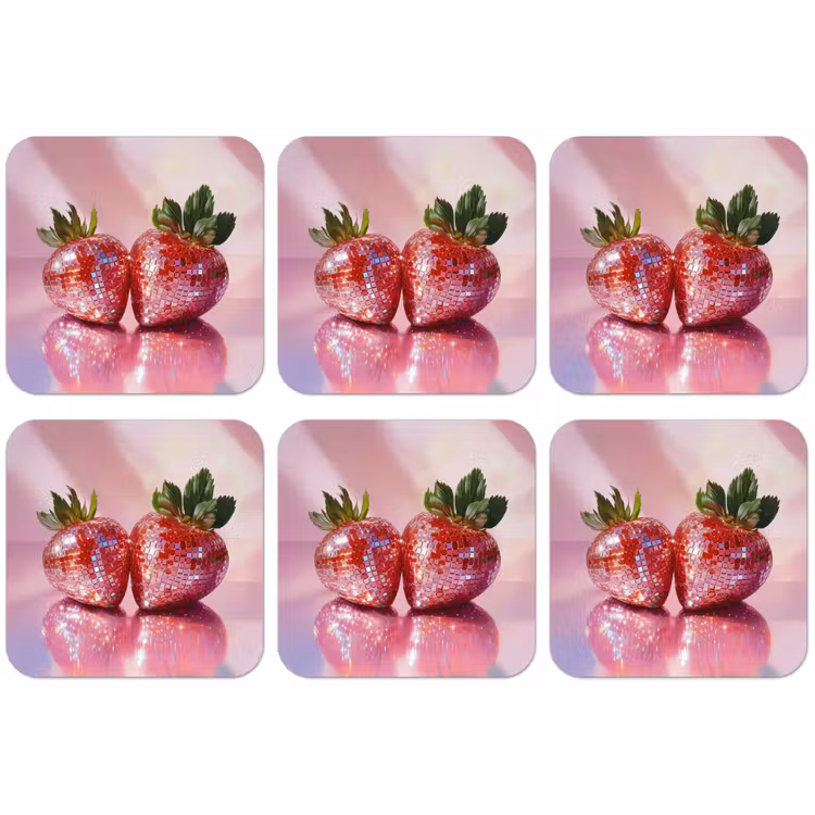 Disco - Fruit - Glitter - Strawberry onderzetter kurk middel -zkaufland3dotto