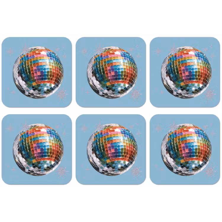 Discobal - Glinsterende sterren - Regenboog onderzetter kurk middel -zkaufland3dotto