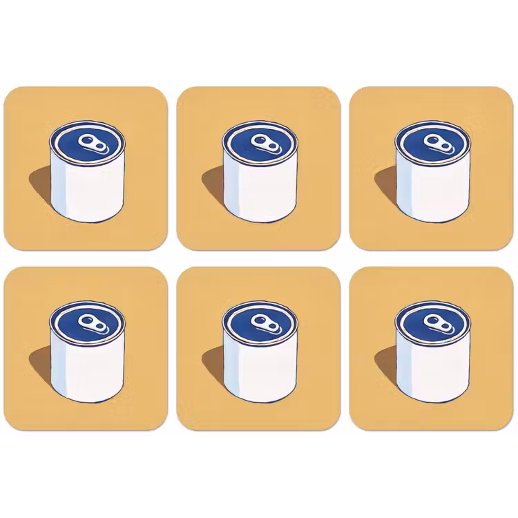 Blikje - Minimalistisch - Blauw - Illustratie onderzetter kurk middel -zkaufland3dotto