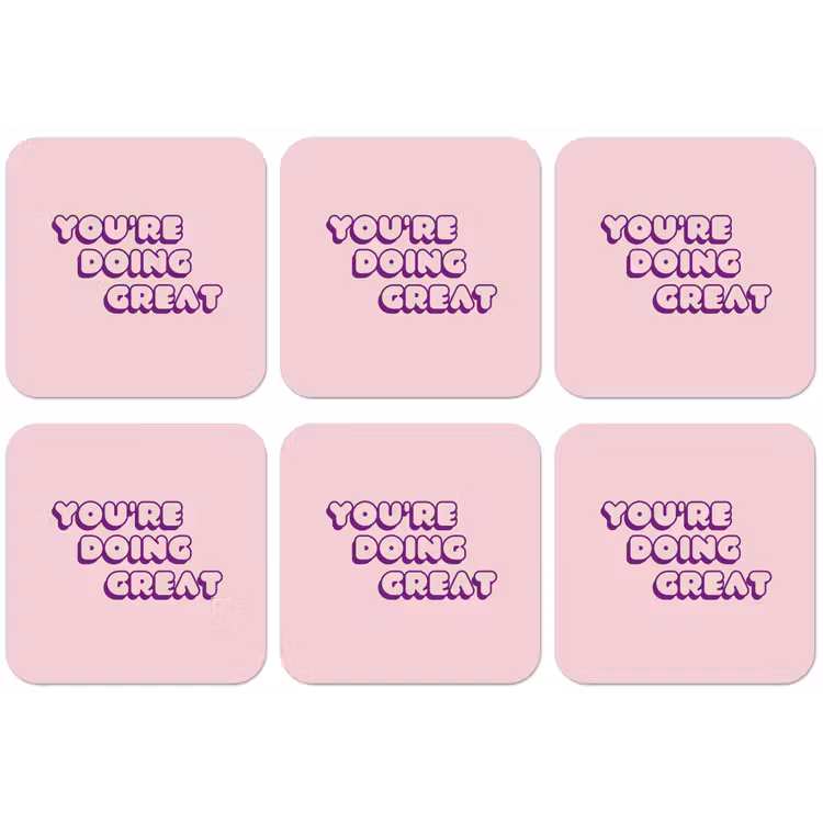 You're doing great - Roze - Bubble letters onderzetter kurk middel -zkaufland3dotto
