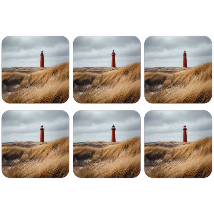 Duinen - Vuurtoren - Rood - Lucht onderzetter kurk middel -zkaufland3dotto