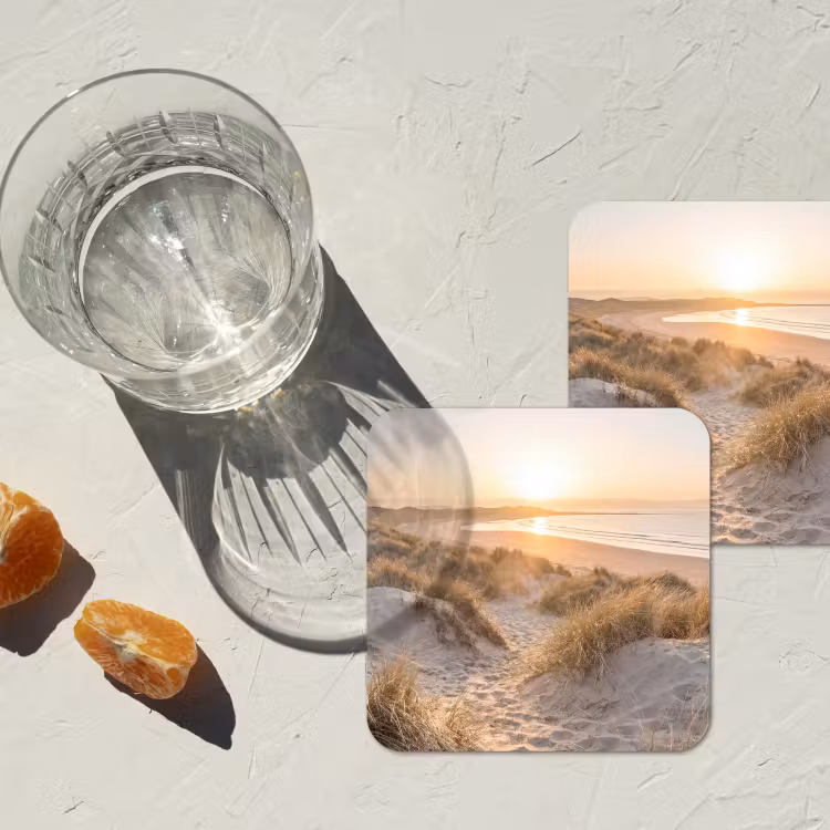 Duinen - Strand - Zee onderzetter kurk middel -sfeer4