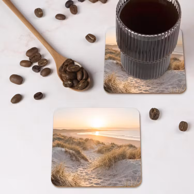 Duinen - Strand - Zee onderzetter kurk middel -sfeer2