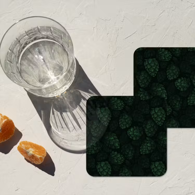 Donker - Groen - Hopbellen - Botanisch - Illustratie onderzetter kurk middel 366 -sfeer4