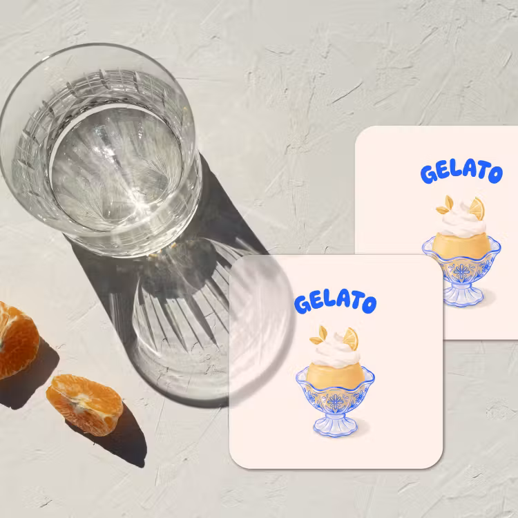 IJs - Citroen - Illustratie - Geel - Dessert onderzetter kurk middel -sfeer4
