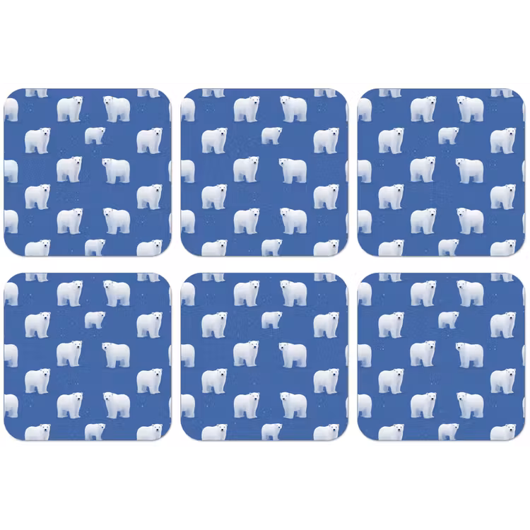 IJsbeer - Patroon - Blauw onderzetter kurk middel 366 -zkaufland3dotto