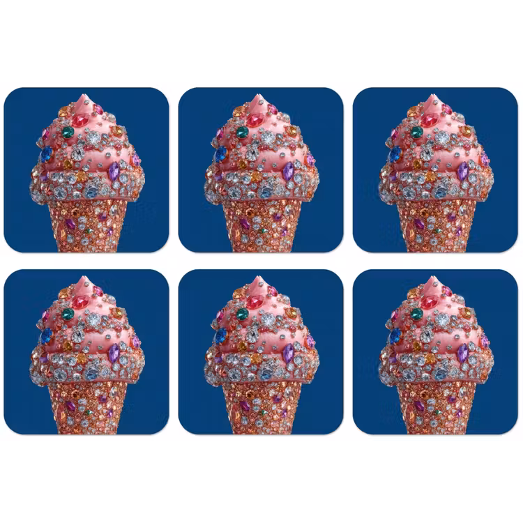 Ijsje - Hoorntje - Steentjes - Blauw onderzetter kurk middel -zkaufland3dotto