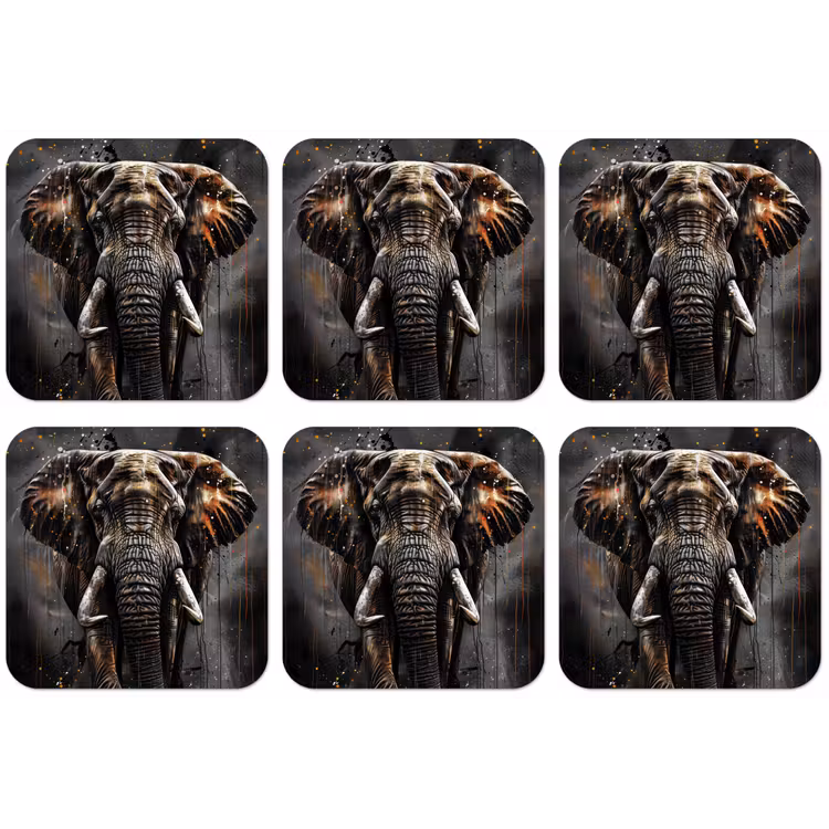 Olifant - Watercolor - Wilde dieren - Luxe onderzetter kurk middel -zkaufland3dotto
