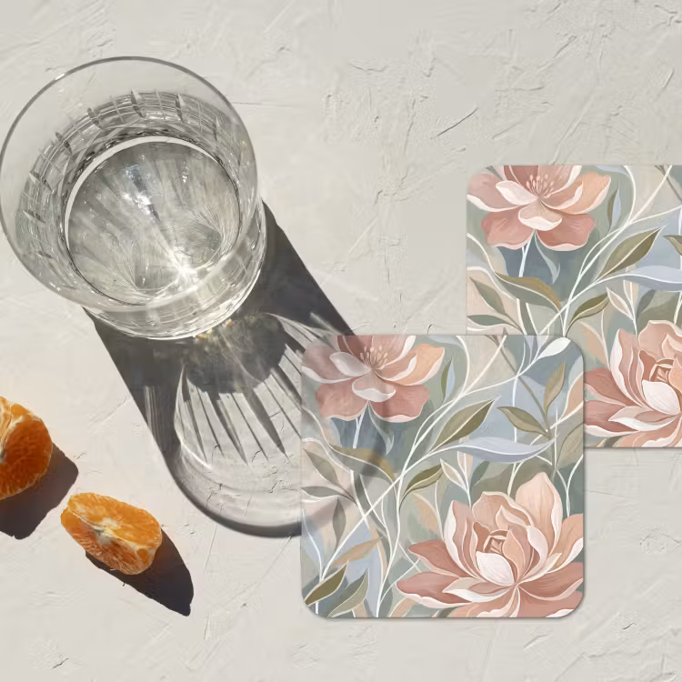 Elegant - Romantiek - Roze onderzetter kurk middel -sfeer4