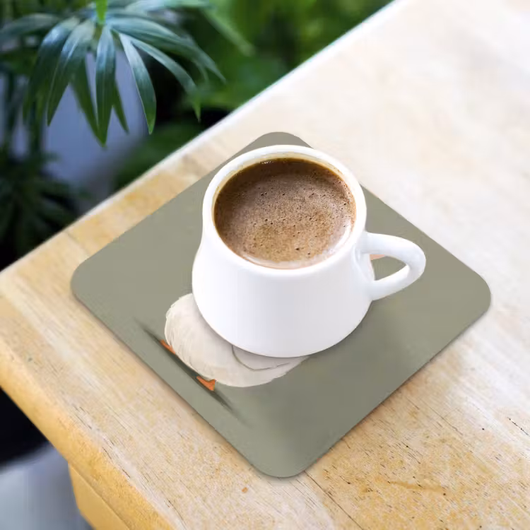 Eend - Konijnoren - Grijs onderzetter kurk middel -sfeer5