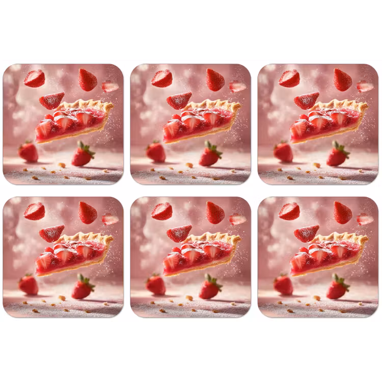 Aardbei - Taart- Eten - Roze onderzetter kurk middel -zkaufland3dotto