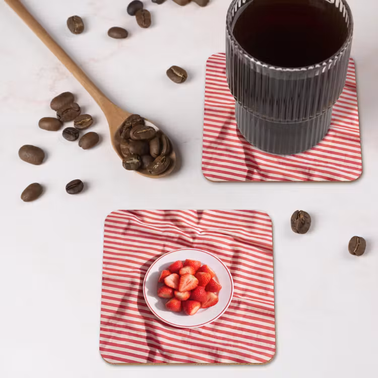 Eten - Aardbeien - Fruit - Zomer - Rood onderzetter kurk middel -sfeer2